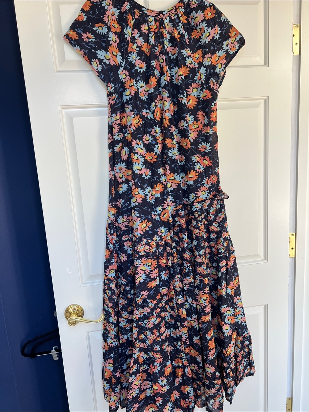 Sundance Navy Maxi Dress with Orange, Pink & Light Blue Floral Print - Picture 5 of 5